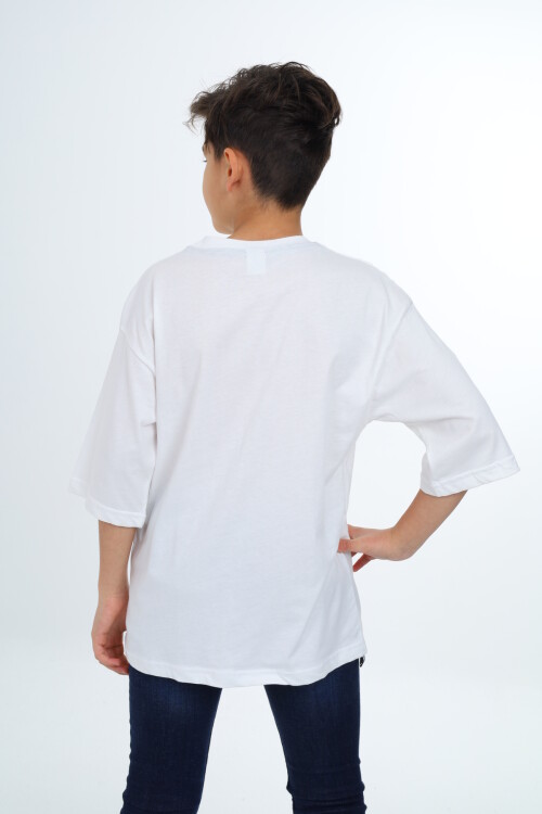 Erkek Çocuk Pile Detaylı T-Shirt 9-14 Yaş Lx7065