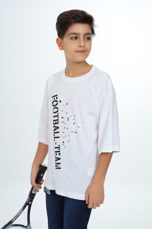 Erkek Çocuk Pile Detaylı T-Shirt 9-14 Yaş Lx7065