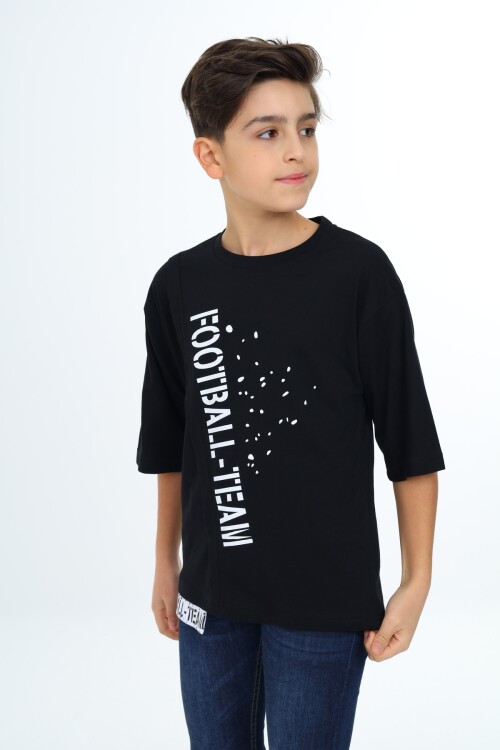 Erkek Çocuk Pile Detaylı T-Shirt 9-14 Yaş Lx7065