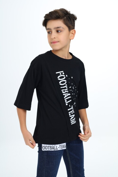 Erkek Çocuk Pile Detaylı T-Shirt 9-14 Yaş Lx7065