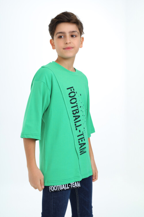 Erkek Çocuk Pile Detaylı T-Shirt 9-14 Yaş Lx7065
