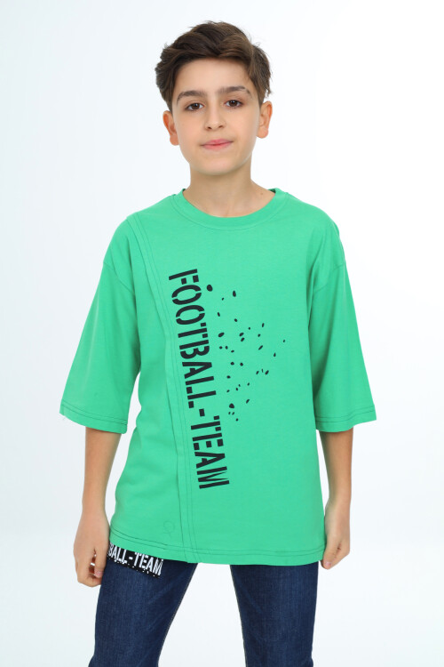 Erkek Çocuk Pile Detaylı T-Shirt 9-14 Yaş Lx7065