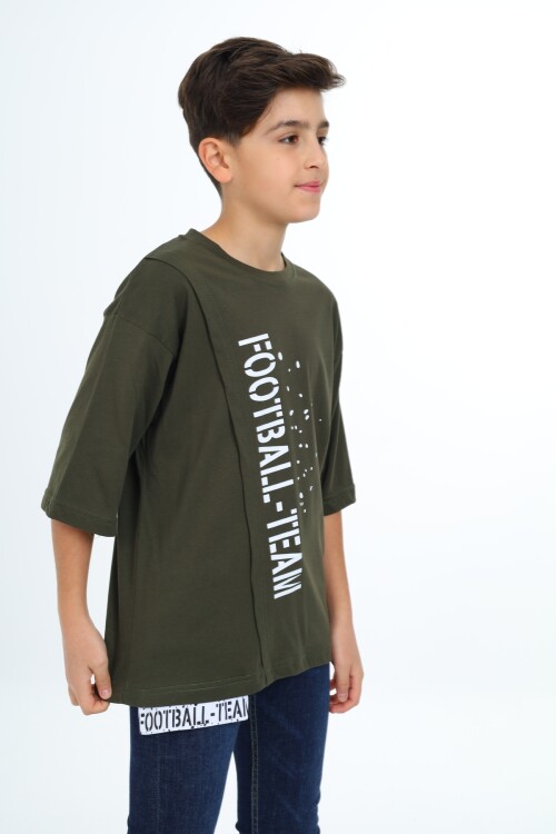 Erkek Çocuk Pile Detaylı T-Shirt 9-14 Yaş Lx7065