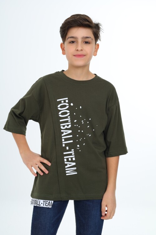Erkek Çocuk Pile Detaylı T-Shirt 9-14 Yaş Lx7065