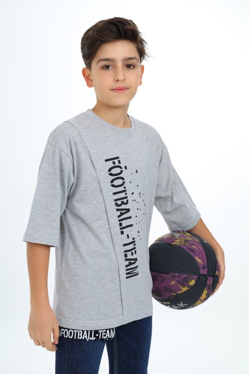 Erkek Çocuk Pile Detaylı T-Shirt 9-14 Yaş Lx7065