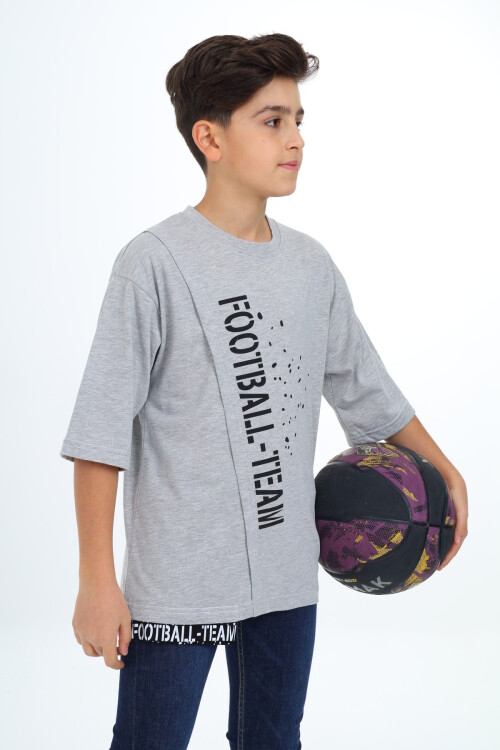 Erkek Çocuk Pile Detaylı T-Shirt 9-14 Yaş Lx7065