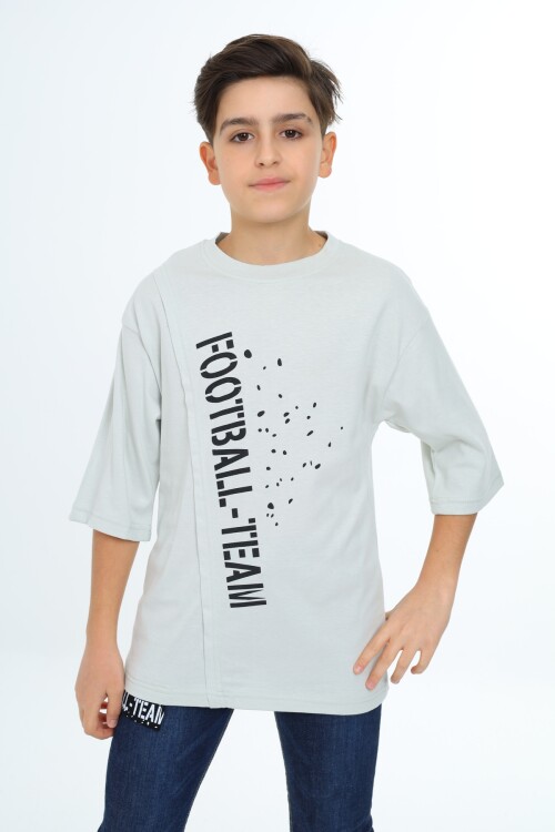 Erkek Çocuk Pile Detaylı T-Shirt 9-14 Yaş Lx7065