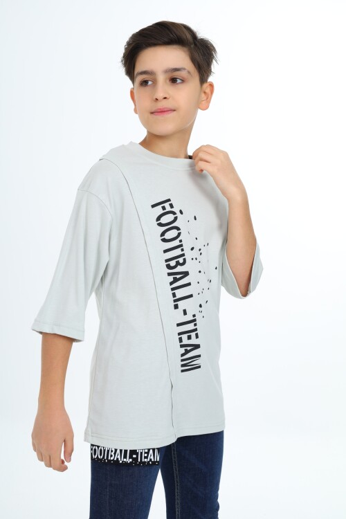 Erkek Çocuk Pile Detaylı T-Shirt 9-14 Yaş Lx7065