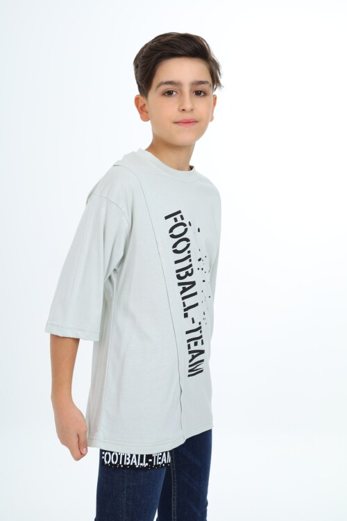 Erkek Çocuk Pile Detaylı T-Shirt 9-14 Yaş Lx7065