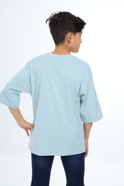 Erkek Çocuk Pile Detaylı T-Shirt 9-14 Yaş Lx7065