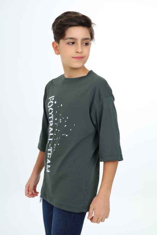 Erkek Çocuk Pile Detaylı T-Shirt 9-14 Yaş Lx7065