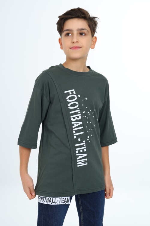 Erkek Çocuk Pile Detaylı T-Shirt 9-14 Yaş Lx7065