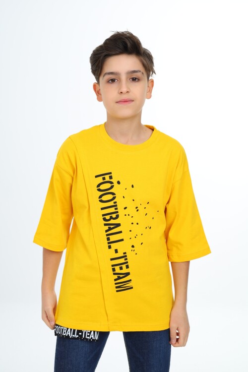 Erkek Çocuk Pile Detaylı T-Shirt 9-14 Yaş Lx7065