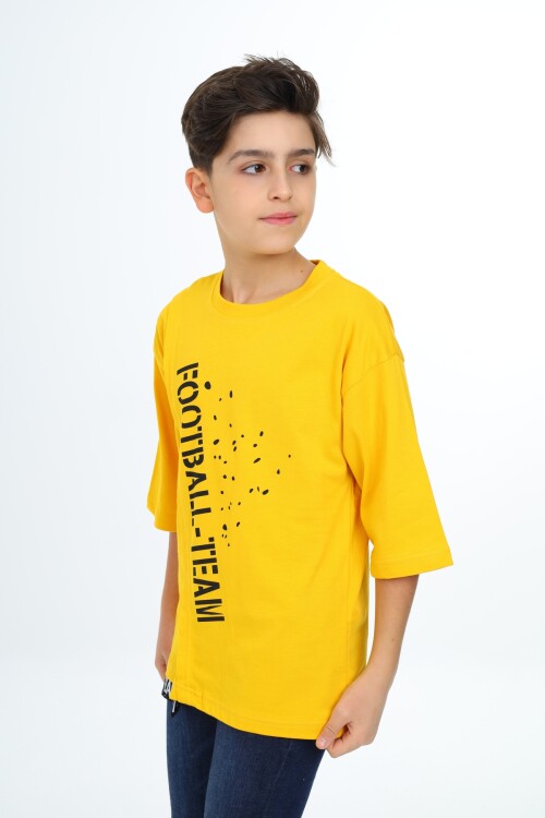 Erkek Çocuk Pile Detaylı T-Shirt 9-14 Yaş Lx7065