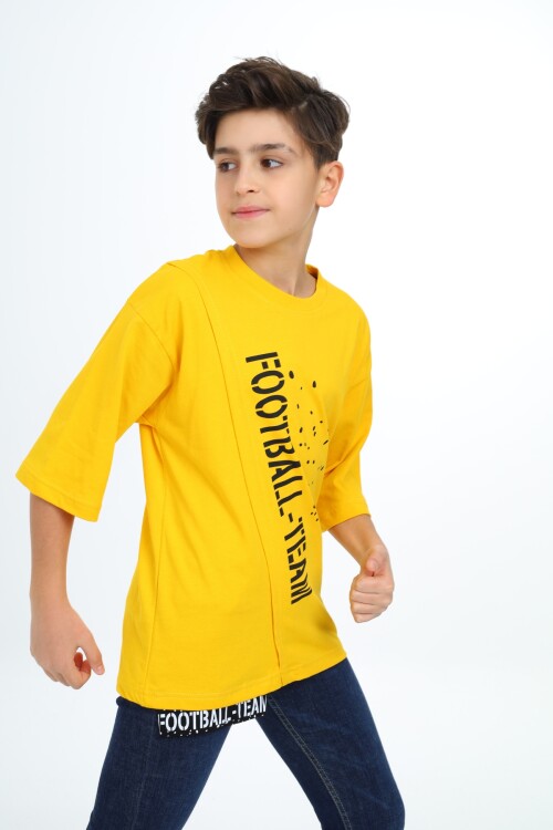 Erkek Çocuk Pile Detaylı T-Shirt 9-14 Yaş Lx7065