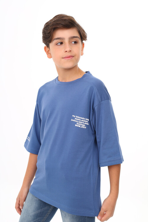 Erkek Çocuk Yazı Baskılı Basic T-Shirt 9-14 Yaş Lx7073