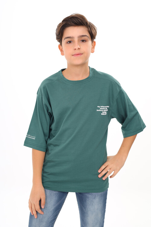 Erkek Çocuk Yazı Baskılı Basic T-Shirt 9-14 Yaş Lx7073