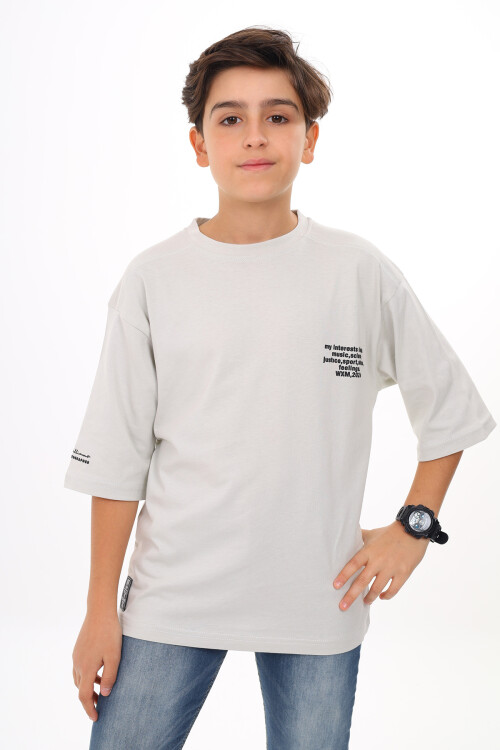 Erkek Çocuk Yazı Baskılı Basic T-Shirt 9-14 Yaş Lx7073