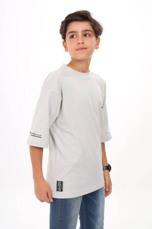 Erkek Çocuk Yazı Baskılı Basic T-Shirt 9-14 Yaş Lx7073