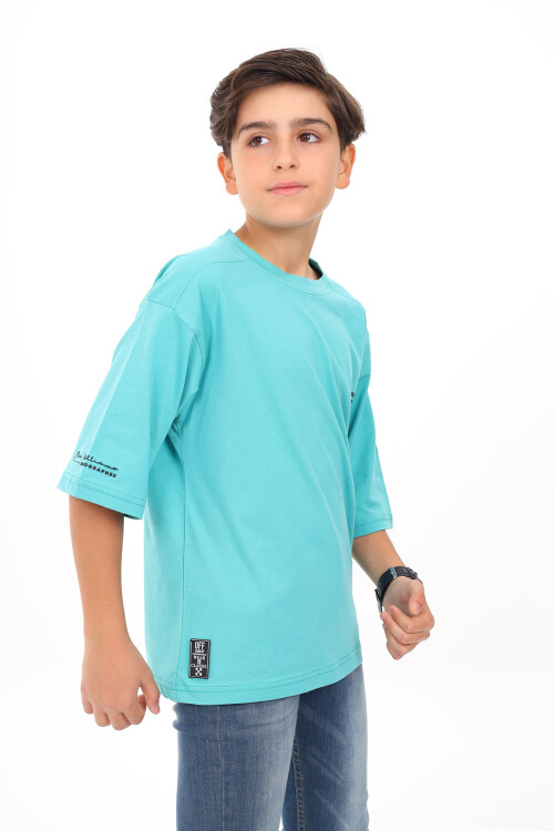 Erkek Çocuk Yazı Baskılı Basic T-Shirt 9-14 Yaş Lx7073