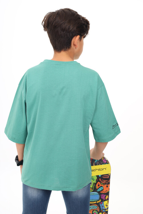 Erkek Çocuk Yazı Baskılı Basic T-Shirt 9-14 Yaş Lx7073