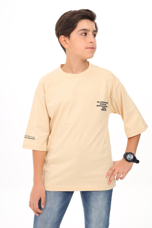 Erkek Çocuk Yazı Baskılı Basic T-Shirt 9-14 Yaş Lx7073