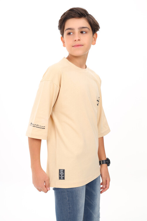 Erkek Çocuk Yazı Baskılı Basic T-Shirt 9-14 Yaş Lx7073
