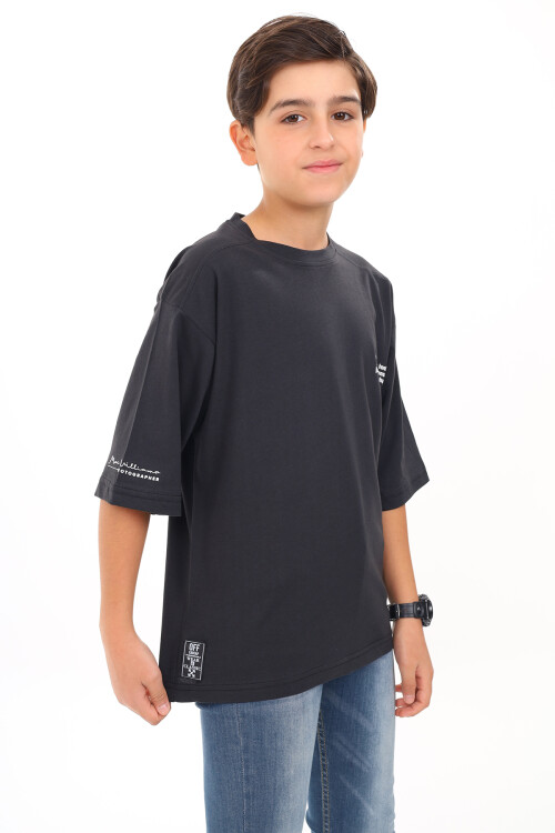 Erkek Çocuk Yazı Baskılı Basic T-Shirt 9-14 Yaş Lx7073