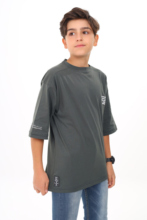 Erkek Çocuk Yazı Baskılı Basic T-Shirt 9-14 Yaş Lx7073