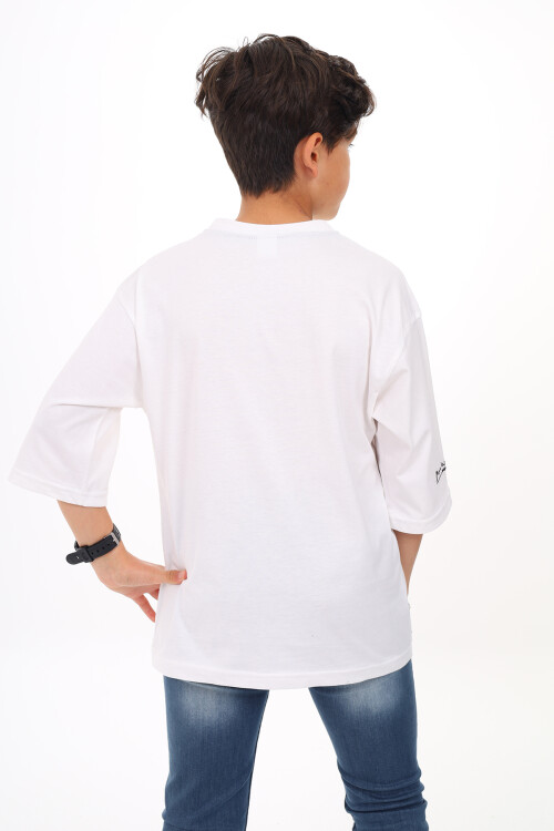 Erkek Çocuk Yazı Baskılı Basic T-Shirt 9-14 Yaş Lx7073