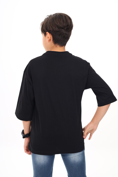 Erkek Çocuk Yazı Baskılı Basic T-Shirt 9-14 Yaş Lx7073