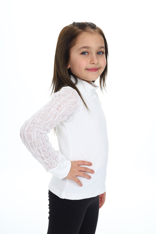 Kız Çocuk Bady Sweatshirt-Kolları Tüllü 6-13 Yaş 9311