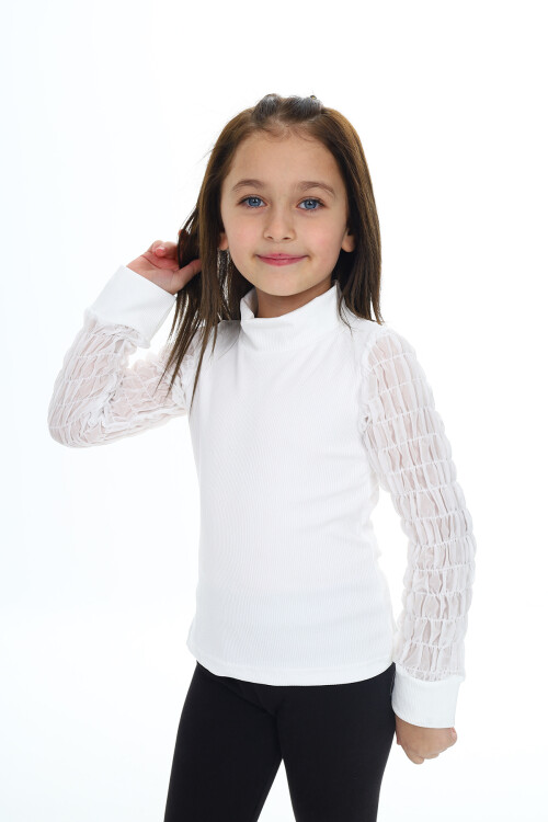 Kız Çocuk Bady Sweatshirt-Kolları Tüllü 6-13 Yaş 9311