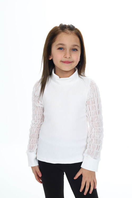 Kız Çocuk Bady Sweatshirt-Kolları Tüllü 6-13 Yaş 9311