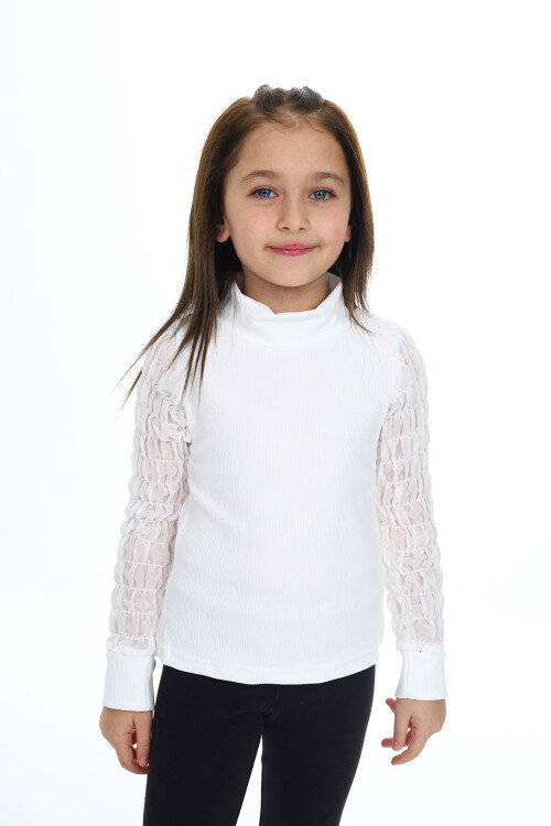Kız Çocuk Bady Sweatshirt-Kolları Tüllü 6-13 Yaş 9311