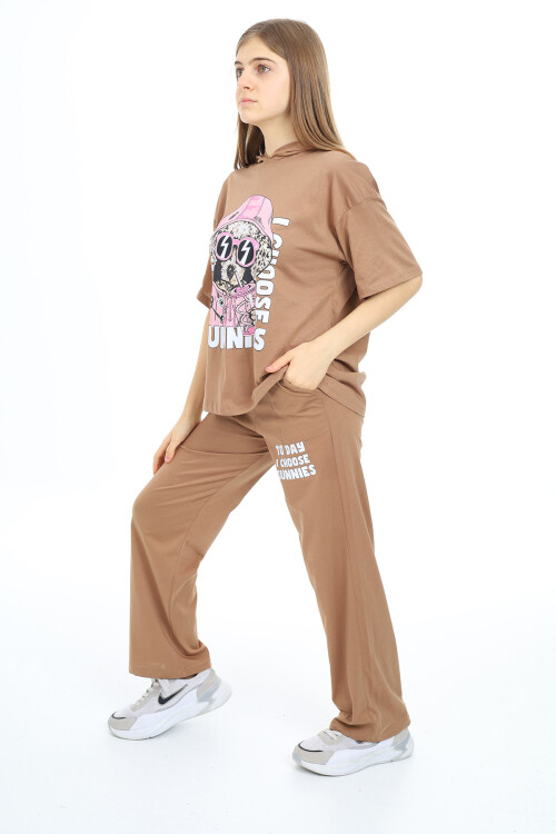 Kız Çocuk Kapüşonlu Yazlık Takım 9-14 Yaş LX301