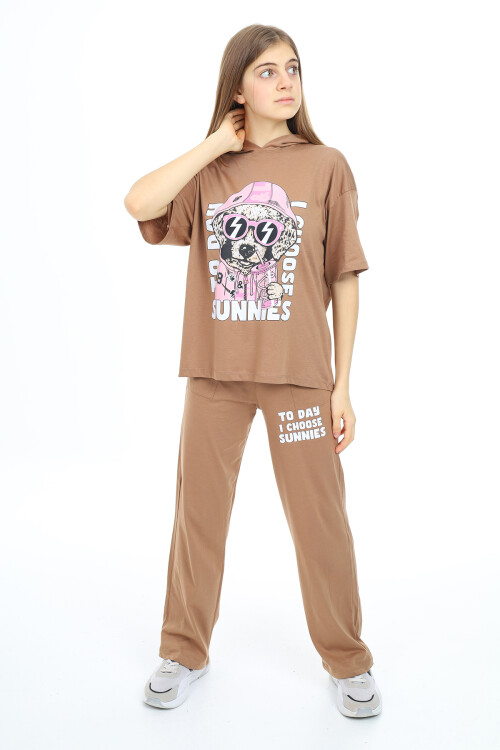 Kız Çocuk Kapüşonlu Yazlık Takım 9-14 Yaş LX301