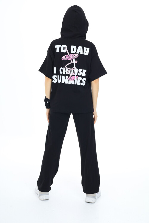 Kız Çocuk Kapüşonlu Yazlık Takım 9-14 Yaş LX301