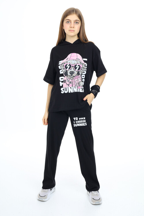 Kız Çocuk Kapüşonlu Yazlık Takım 9-14 Yaş LX301