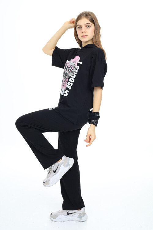 Kız Çocuk Kapüşonlu Yazlık Takım 9-14 Yaş LX301