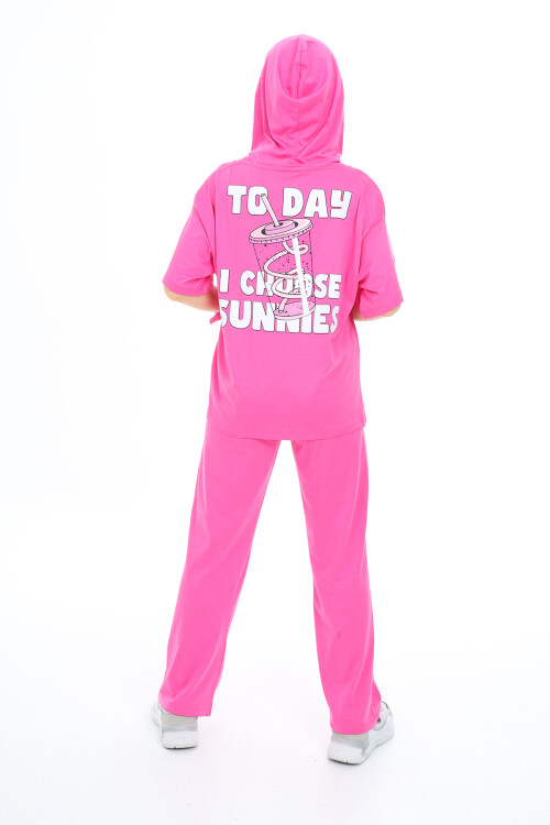 Kız Çocuk Kapüşonlu Yazlık Takım 9-14 Yaş LX301