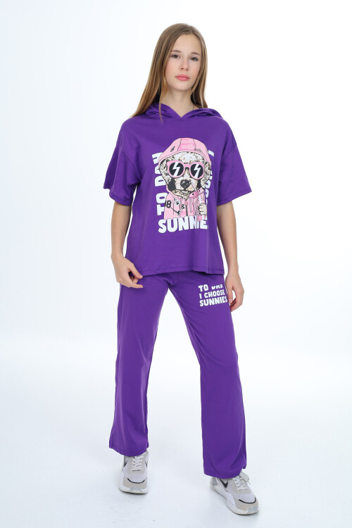 Kız Çocuk Kapüşonlu Yazlık Takım 9-14 Yaş LX301