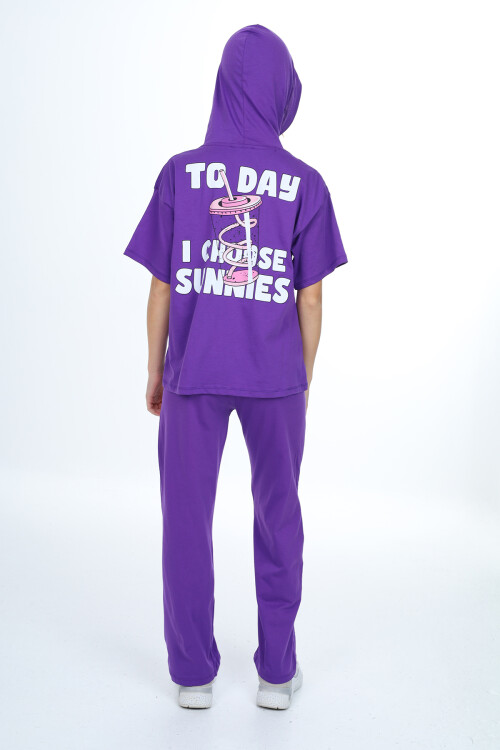 Kız Çocuk Kapüşonlu Yazlık Takım 9-14 Yaş LX301