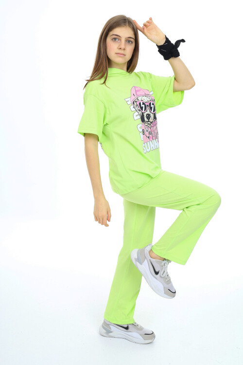 Kız Çocuk Kapüşonlu Yazlık Takım 9-14 Yaş LX301