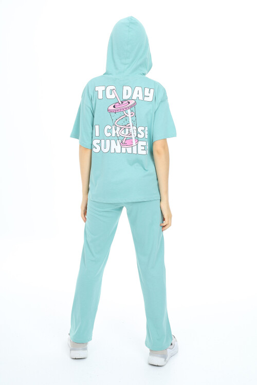 Kız Çocuk Kapüşonlu Yazlık Takım 9-14 Yaş LX301