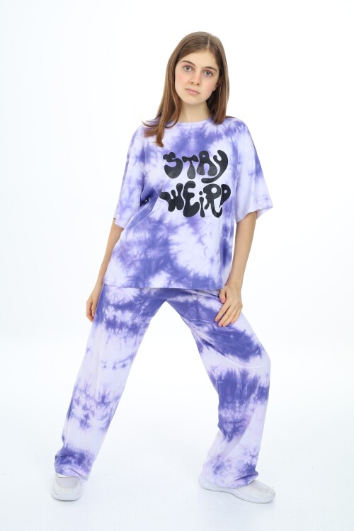 Kız Çocuk Batik Baskılı Alt-Üst Takım 7-12 Yaş Px026