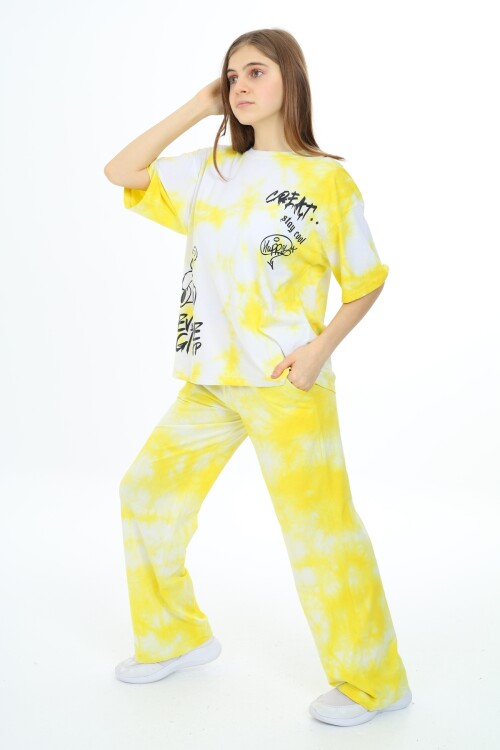 Kız Çocuk Batik Baskılı Takım 7-12 Yaş Px035