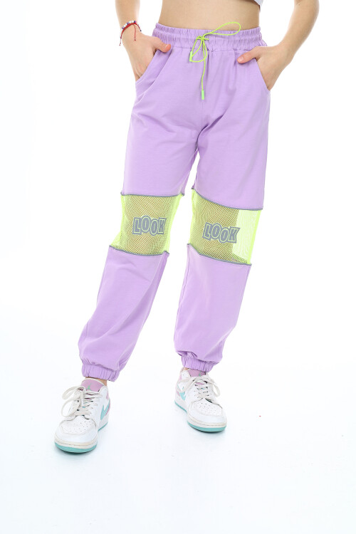Kız Çocuk File Dizli Jogger Pantolon 10-15 Yaş 1023