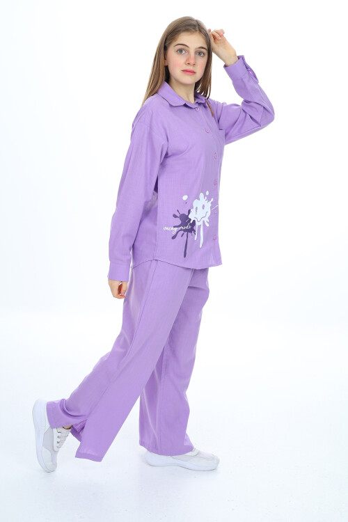 Kız Çocuk Gömlekli Alt-Üst Takım Lx311