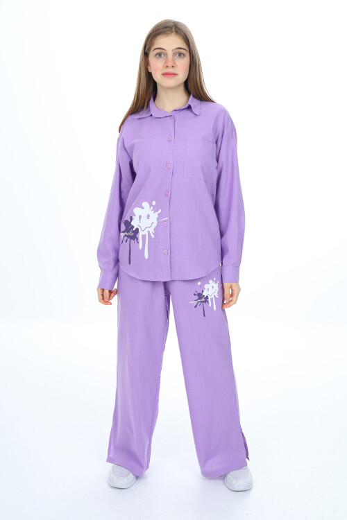 Kız Çocuk Gömlekli Alt-Üst Takım Lx311